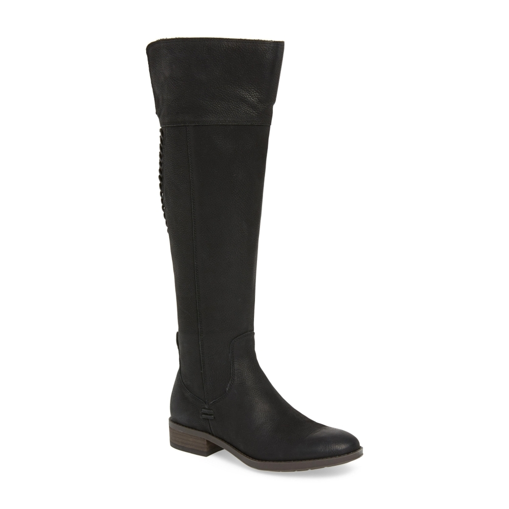VINCE CAMUTO PATAMINA BLACK LEATHER BOOTS